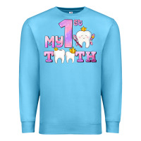 Ocean Blue my first tooth with teeth for girls Premium Sweatshirt - AdoDesignShop
