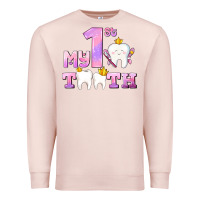 Pale Pink my first tooth with teeth for girls Premium Sweatshirt - AdoDesignShop