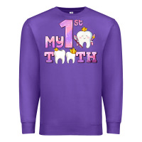 Purple my first tooth with teeth for girls Premium Sweatshirt - AdoDesignShop