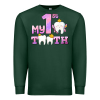 Sports Green my first tooth with teeth for girls Premium Sweatshirt - AdoDesignShop