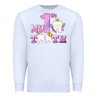 White my first tooth with teeth for girls Premium Sweatshirt - AdoDesignShop