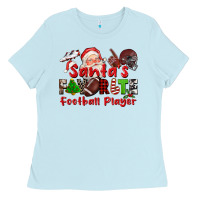Baby Blue santas favorite  football player Ladies Tee - CowGirlArtShop
