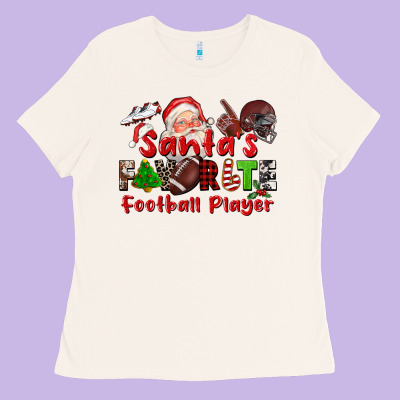 Santas Favorite  Football Player Ladies Tee Designed By Cowgirlartshop