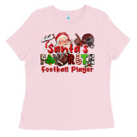 Bubblegum Pink santas favorite  football player Ladies Tee - CowGirlArtShop