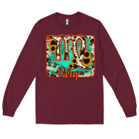Burgundy virgo turquoise cowhide Long Sleeve Tee - RanaPortraitStore