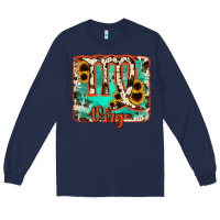 Navy virgo turquoise cowhide Long Sleeve Tee - RanaPortraitStore