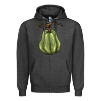 Charcoal Heather gourd green pumpkin Zipper Hoodie - BarkalooDesign