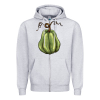 Heather Grey gourd green pumpkin Zipper Hoodie - BarkalooDesign