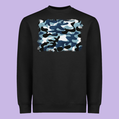 Blue Camouflage Background Heavyweight Sweatshirt Designed By Barkaloodesign