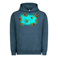 Pigment Midnight Navy turquoise gemstone sunflower background Urban Hoodie - JahusDesignShop