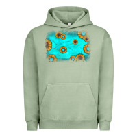 Pigment Oil Green turquoise gemstone sunflower background Urban Hoodie - JahusDesignShop