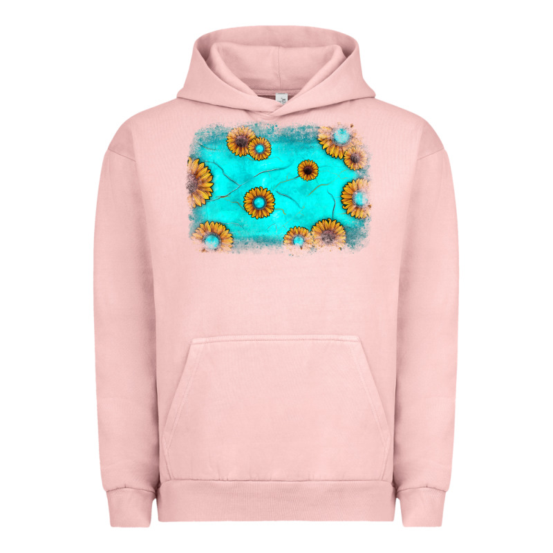 Turquoise Gemstone Sunflower Background Urban Hoodie by JahusDesignShop | Teevron