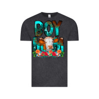 Vintage Black Boy Mom Flowers Cow Vintage Tee - CowCowDesign
