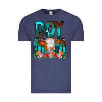 Vintage Denim Boy Mom Flowers Cow Vintage Tee - CowCowDesign