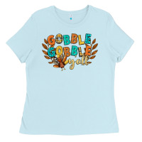 Baby Blue gobble gobble yall Ladies Tee - CowGirlArtShop