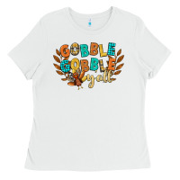 White gobble gobble yall Ladies Tee - CowGirlArtShop