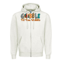 Oatmeal Heather gobble till you wobble Zipper Hoodie - BarkalooDesign