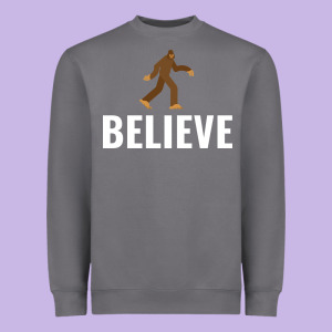 Believe Bigfoot White Heavyweight Sweatshirt Designed By Artisfamous