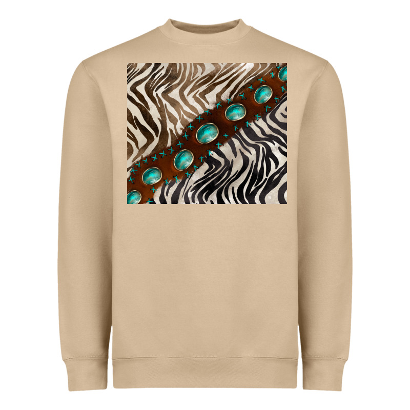 Zebra Gemstone Leather Heavyweight Sweatshirt by BarkalooDesign | Teevron