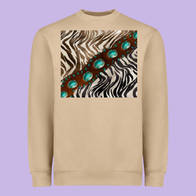 Zebra Gemstone Leather Heavyweight Sweatshirt Designed By Barkaloodesign