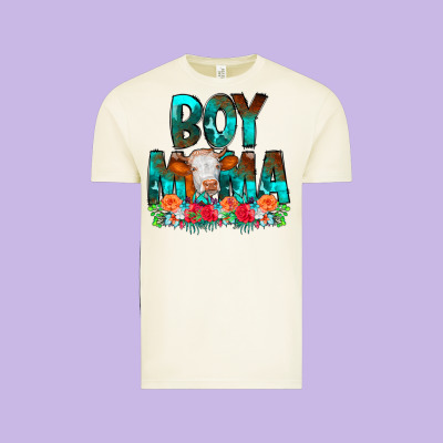 Boy Mama Flowers Cow Vintage Tee Designed By Cowcowdesign