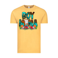 Vintage Mustard Boy Mama Flowers Cow Vintage Tee - CowCowDesign