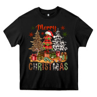 Black Merry Christmas with western trees Heavy Core Tee - NancyCooperArtShop