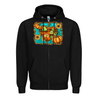 Black fall pumpkins and sunflowers heart Zipper Hoodie - BarkalooDesign