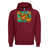 Burgundy fall pumpkins and sunflowers heart Zipper Hoodie - BarkalooDesign