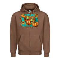 Chestnut fall pumpkins and sunflowers heart Zipper Hoodie - BarkalooDesign