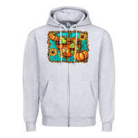 Heather Grey fall pumpkins and sunflowers heart Zipper Hoodie - BarkalooDesign