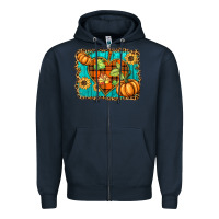 Navy fall pumpkins and sunflowers heart Zipper Hoodie - BarkalooDesign