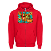 Red fall pumpkins and sunflowers heart Zipper Hoodie - BarkalooDesign