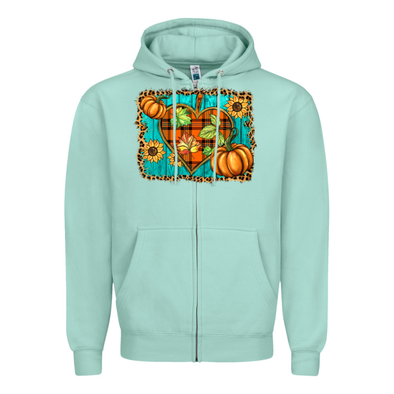 Fall Pumpkins And Sunflowers Heart Zipper Hoodie by BarkalooDesign | Teevron
