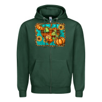 Sports Green fall pumpkins and sunflowers heart Zipper Hoodie - BarkalooDesign