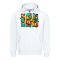 White fall pumpkins and sunflowers heart Zipper Hoodie - BarkalooDesign