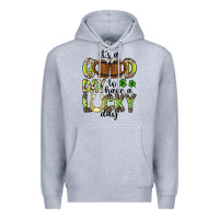 Heather Grey It's a Good Day To Have a Lucky Day Premium Hoodie - CowhideDigitalArt