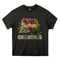 Asphalt Merry Christmas flamingo Heavy Core Tee - texasbilliewilder