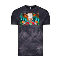 Cloud Black Cow Mom Turquoise Tooled Leather Flowers Vintage Tee - CowCowDesign