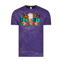 Cloud Purple Cow Mom Turquoise Tooled Leather Flowers Vintage Tee - CowCowDesign