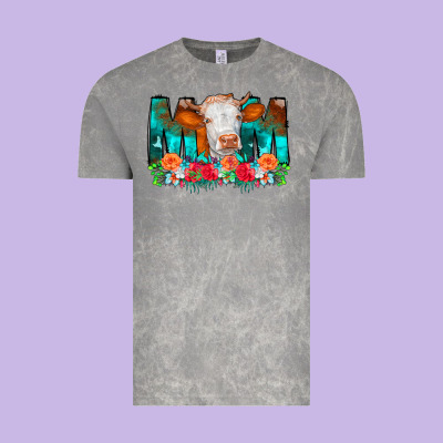Cow Mom Turquoise Tooled Leather Flowers Vintage Tee Designed By Cowcowdesign