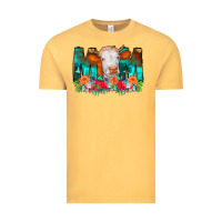 Vintage Mustard Cow Mom Turquoise Tooled Leather Flowers Vintage Tee - CowCowDesign