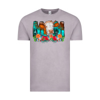 Vintage Zinc Cow Mom Turquoise Tooled Leather Flowers Vintage Tee - CowCowDesign