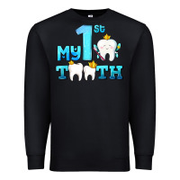 Black my first tooth with teeth Premium Sweatshirt - AdoDesignShop