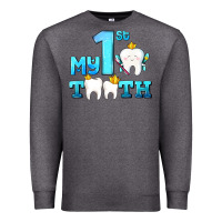 Charcoal Heather my first tooth with teeth Premium Sweatshirt - AdoDesignShop
