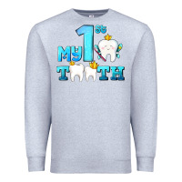 Heather Grey my first tooth with teeth Premium Sweatshirt - AdoDesignShop