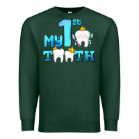 Sports Green my first tooth with teeth Premium Sweatshirt - AdoDesignShop