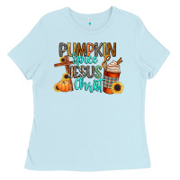 Baby Blue pumpkin spice and jesus christ Ladies Tee - CowGirlArtShop