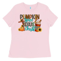Bubblegum Pink pumpkin spice and jesus christ Ladies Tee - CowGirlArtShop