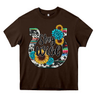 Chocolate Brown western stay wild horsesho Heavy Core Tee - RanaPortraitStore